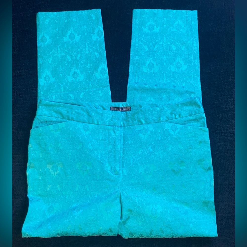 Teal Patterned Pants
